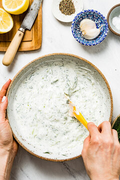 Tzatziki preparation