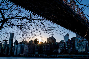 Sunset and Manhattan Skyline View at Roosevelt Island New York City