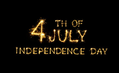 Sparkling text 4th of July Independence Day
