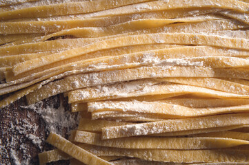 homemade pasta raw, flat lay