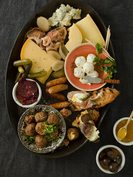 Platter, cheese, and meats