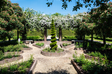 Kasteeltuinen Arcen, Limburg, The Netherlands - June 20, 2020. Beautiful Park with flower beds and...