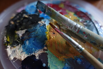 Fototapeta premium artist paintbrush and palette