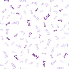 Light Purple, Pink vector seamless template with text LOVE YOU. Phrase LOVE YOU with colorful gradient in abstract style. Texture for window blinds, curtains.