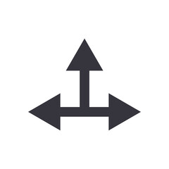 Arrows in three directions flat style icon vector design
