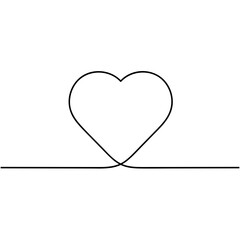 Continuous one line drawing of heart isolated on white background. EPS10 vector illustration for banner, template, poster, web, app, valentine's card, wedding. Black thin line image of heart icon.