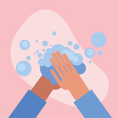 Hands washing with bubbles vector design