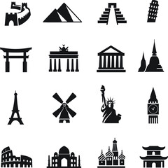landmarks and monuments icons set © StevyG