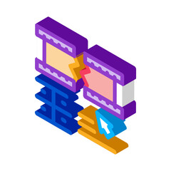 cutting film tape icon vector. isometric cutting film tape sign. color isolated symbol illustration