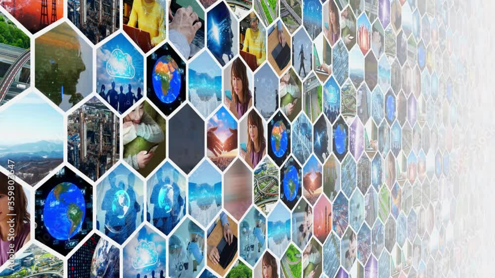 Aufkleber a lot of video in cyberspace. business background pattern animation. business strategy.