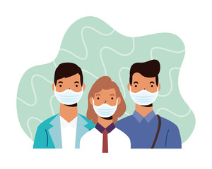 group of people wearing medical masks for covid19 pandemic