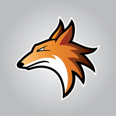 Fox head logo for t-shirt, Fox mascot Sport wear typography emblem graphic, athletic apparel stamp.
