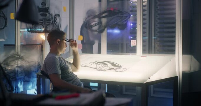 Car designer taking a short break during work