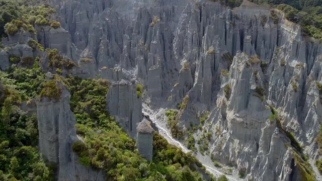 The Putangirua Pinnacles formation from LOTR 9, Droneshot