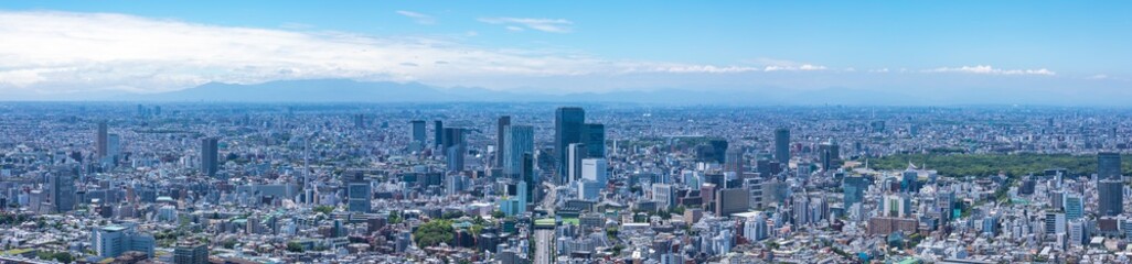 Fototapeta premium (東京都-風景パノラマ)青空と渋谷方面風景２