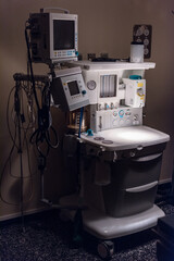Naklejka premium operating room with instruments and respirator