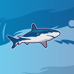 Shark sport mascot logo design template for badge, 
emblem, t-shirt