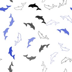 Light BLUE vector seamless backdrop with ocean dolphins. Modern abstract illustration with sea dolphins. Pattern for marine leaflets.