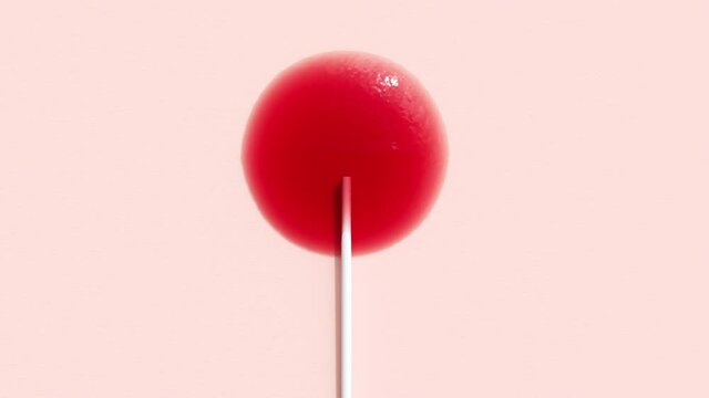 Red Candy Melt on pink backgrounnd. 3D Concept Animation.