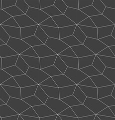 Repetitive Line Vector Hexagon Deco Pattern. Seamless Decorative Graphic Diagonal Textile Texture. Continuous Wave Rhombus 