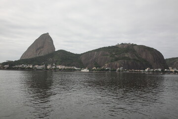 View of Sugarloaf Mountain with Rio de Janeiro Skyline, Brazil.