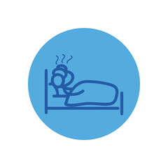 Stickfigure with fever on bed block style icon vector design