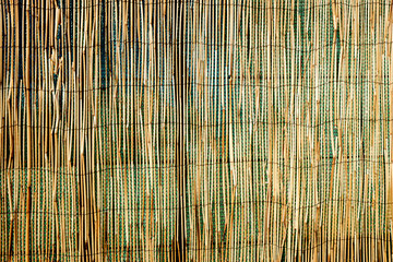 Outdoor terrace decoration background with bamboo sticks.