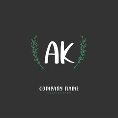 Fototapeta premium A K AK Initial handwriting and signature logo design with circle. Beautiful design handwritten logo for fashion, team, wedding, luxury logo.