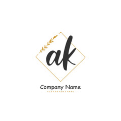 A K AK Initial handwriting and signature logo design with circle. Beautiful design handwritten logo for fashion, team, wedding, luxury logo.