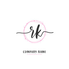 R K RK Initial handwriting and signature logo design with circle. Beautiful design handwritten logo for fashion, team, wedding, luxury logo.