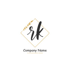 R K RK Initial handwriting and signature logo design with circle. Beautiful design handwritten logo for fashion, team, wedding, luxury logo.