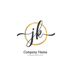 Obraz premium J K JK Initial handwriting and signature logo design with circle. Beautiful design handwritten logo for fashion, team, wedding, luxury logo.