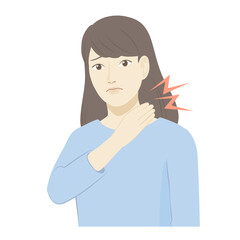 
女性のイラスト　/　首の痛み