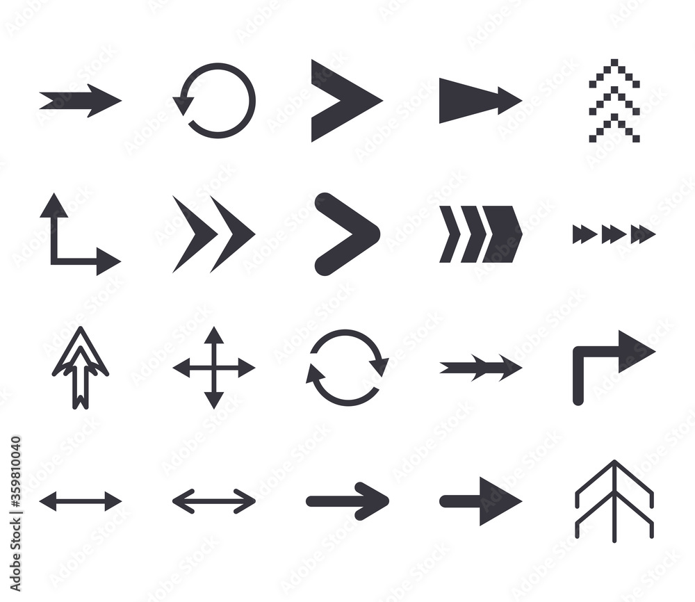 Poster arrows with differents directions flat style icon set vector design
