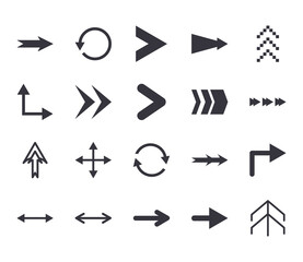 Arrows with differents directions flat style icon set vector design