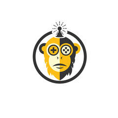 Monkey face mascot gaming logo design vector with modern illustration concept style for badge, emblem, sticker and t shirt printing. Angry Monkey illustration for e sport team and gaming.