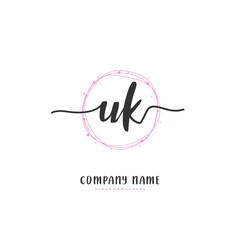 U K UK Initial handwriting and signature logo design with circle. Beautiful design handwritten logo for fashion, team, wedding, luxury logo.