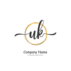 Obraz premium U K UK Initial handwriting and signature logo design with circle. Beautiful design handwritten logo for fashion, team, wedding, luxury logo.
