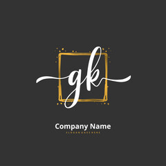 G K GK Initial handwriting and signature logo design with circle. Beautiful design handwritten logo for fashion, team, wedding, luxury logo.