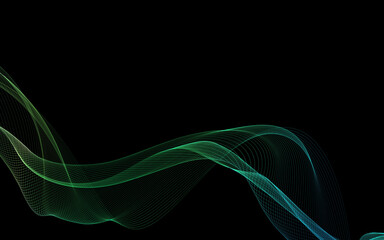 Dark abstract background with a glowing abstract waves