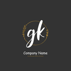 G K GK Initial handwriting and signature logo design with circle. Beautiful design handwritten logo for fashion, team, wedding, luxury logo.
