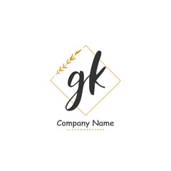 G K GK Initial handwriting and signature logo design with circle. Beautiful design handwritten logo for fashion, team, wedding, luxury logo.