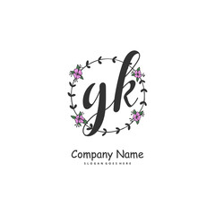 G K GK Initial handwriting and signature logo design with circle. Beautiful design handwritten logo for fashion, team, wedding, luxury logo.