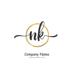 N K NK Initial handwriting and signature logo design with circle. Beautiful design handwritten logo for fashion, team, wedding, luxury logo.