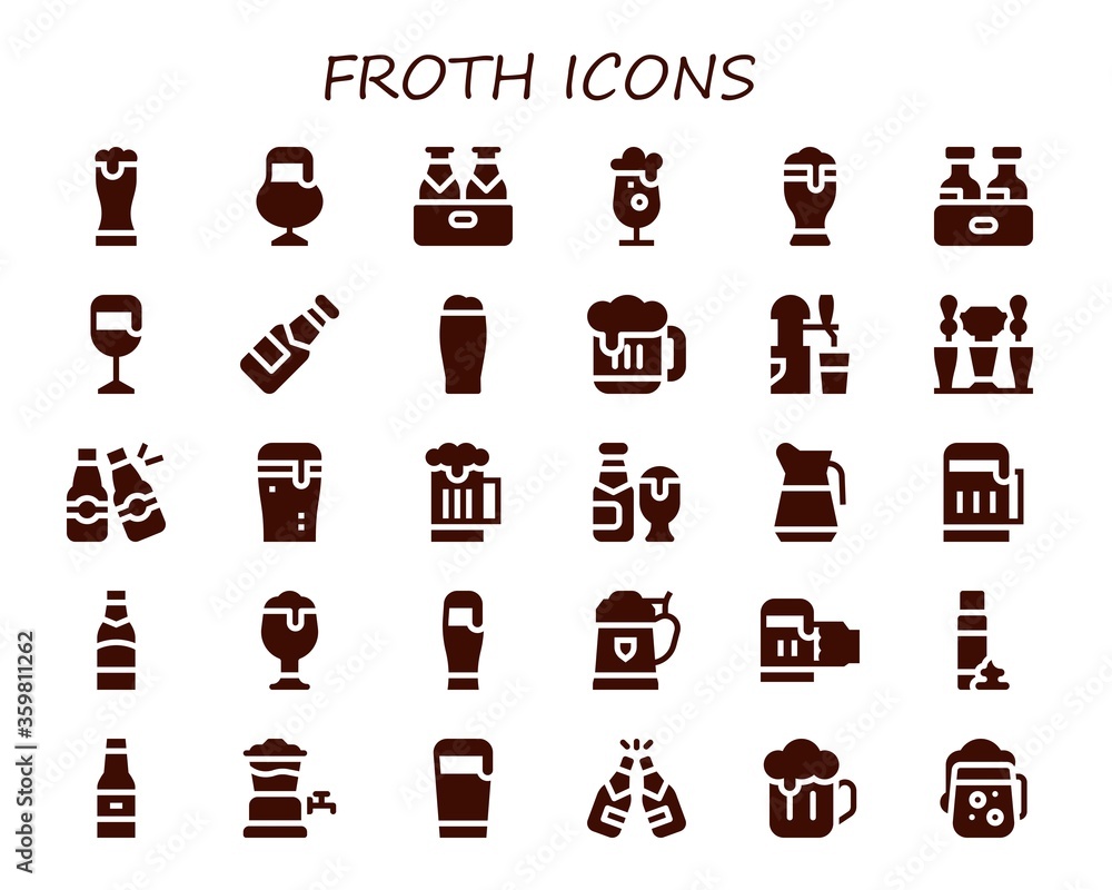 Sticker froth icon set