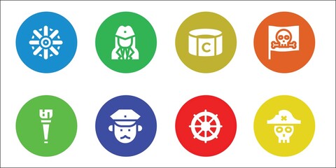 Fototapeta premium Modern Simple Set of captain Vector filled Icons