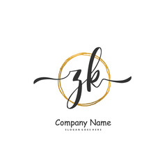 Z K ZK Initial handwriting and signature logo design with circle. Beautiful design handwritten logo for fashion, team, wedding, luxury logo.