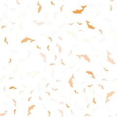Light Orange vector seamless template with dolphins. Isolated sea dolphins on white background. Pattern for wildlife ad, booklets.