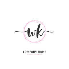 W K WK Initial handwriting and signature logo design with circle. Beautiful design handwritten logo for fashion, team, wedding, luxury logo.