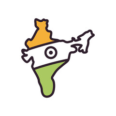 Indian map fill style icon vector design